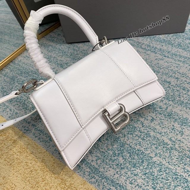 Balenciaga專櫃爆款Hourglass沙漏包 巴黎世家小牛冰白xs小號沙漏手提包 fyj1722